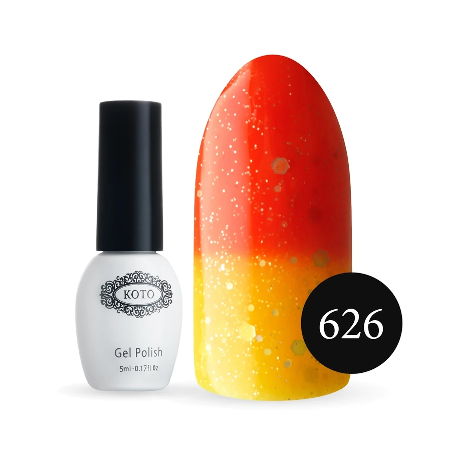 Термо гель-лак Koto Thermo Gel Polish №626 5мол насичений помаранчевий (при нагріванні жовтий