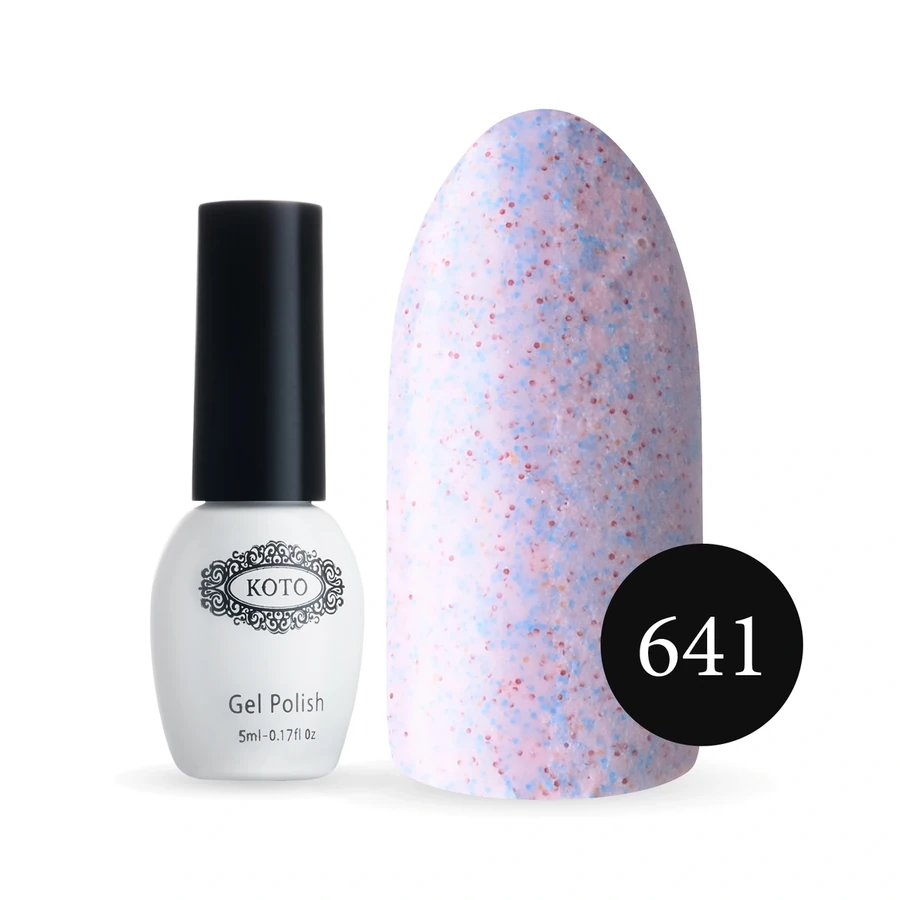 Пісочний гель-лак Koto Sandy Gel Polish №641 5мол блідо-рожевий з блакитними та червоними крапками, пісочний