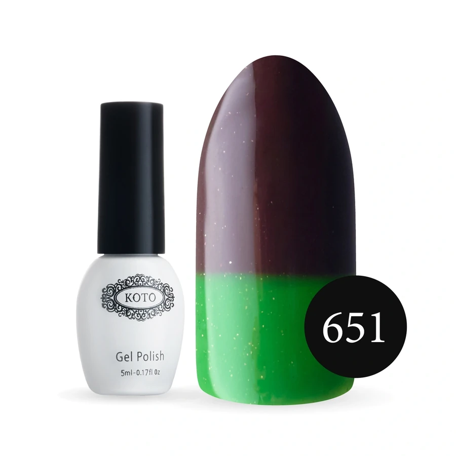 Термо гель-лак Koto Thermo Gel Polish №651 5мол коричневий (при нагріванні зелений