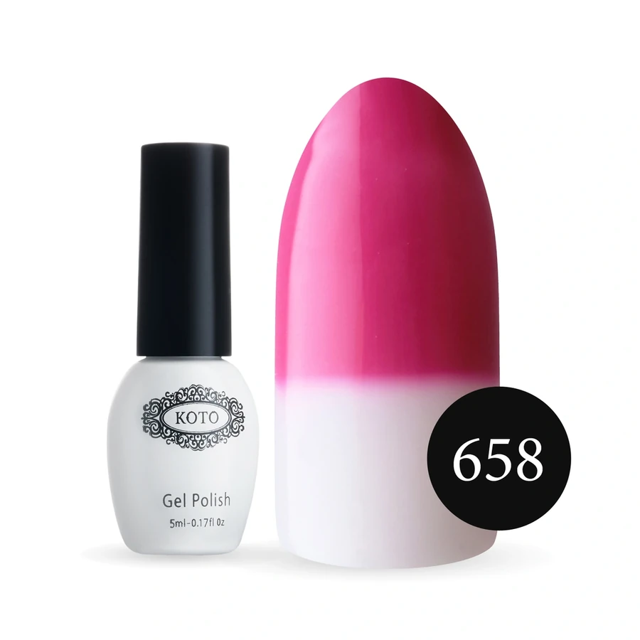 Термо гель-лак Koto Thermo Gel Polish №658 5мол яскраво-рожевий (при нагріванні білий