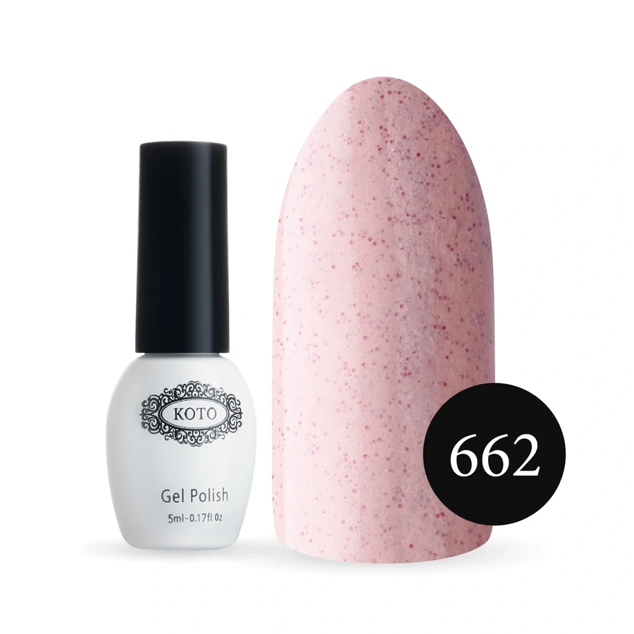 Пісочний гель-лак Koto Sandy Gel Polish №662 5мол персиково-рожевий з червоними крапками, пісочний