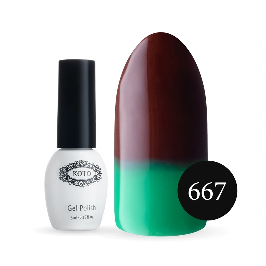 Термо гель-лак Koto Thermo Gel Polish №667 5мол коричневий (при нагріванні смарагдовий