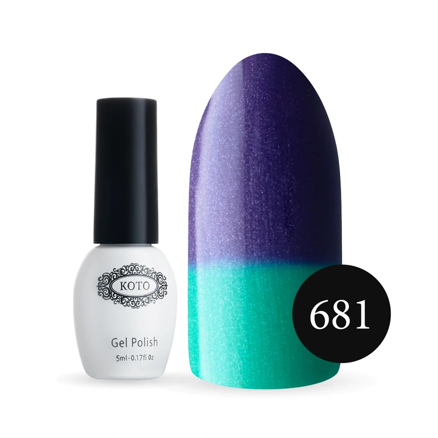 Термо гель-лак Koto Thermo Gel Polish №681 5мол фіолетовий (при нагріванні бірюзовий