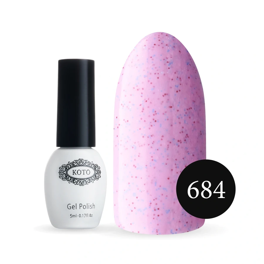 Пісочний гель-лак Koto Sandy Gel Polish №684 5мол ніжно-рожевий, з червоним та блакитним піском