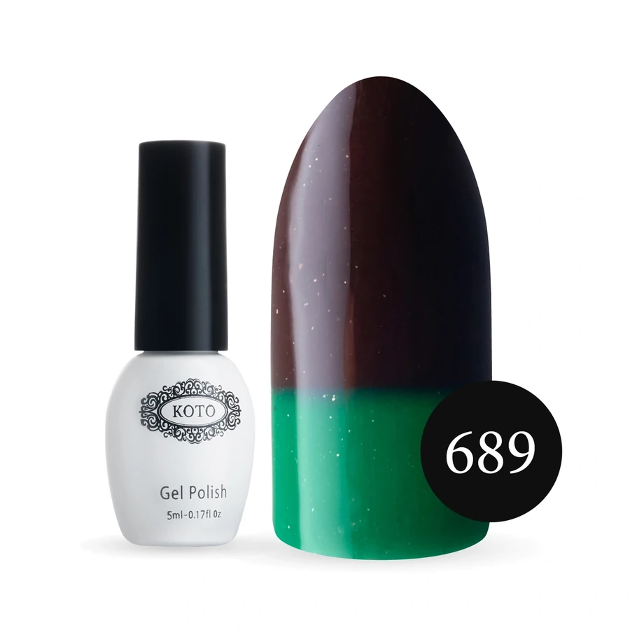 Термо гель-лак Koto Thermo Gel Polish №689 5мол темний коричнево-фіолетовий (при нагріванні темно-зелений