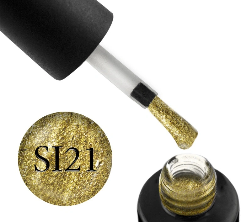Гель-лак Naomi Gel Polish Self Illuminated Collection SI 21 слюда на жовто-золотій підкладці 6 мл
