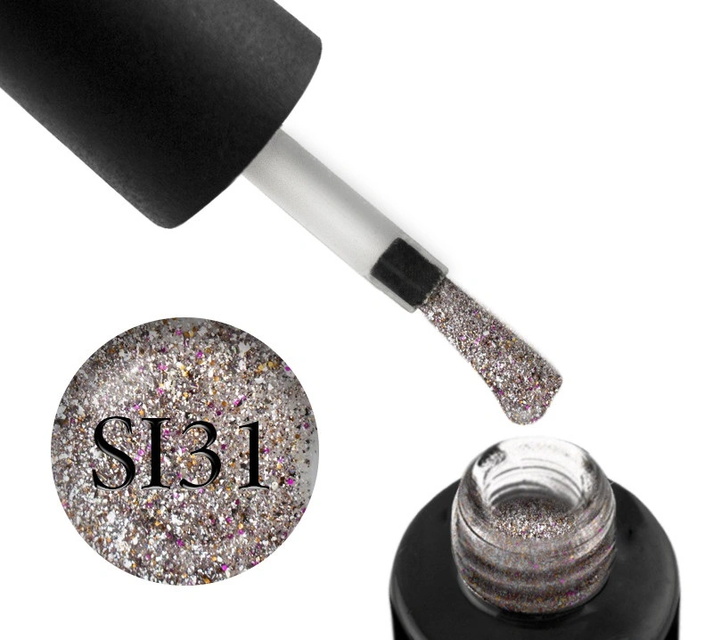 Гель-лак Naomi Gel Polish Self Illuminated Collection SI 31 світла рожева бронза з кольоровими блискітками та слюдою 6 мл