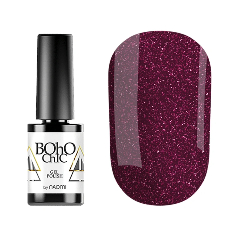 Гель-лак Boho Chic Gel Polish BC065 червоно-сріблясті блискітки на ягідній основі 6 мл