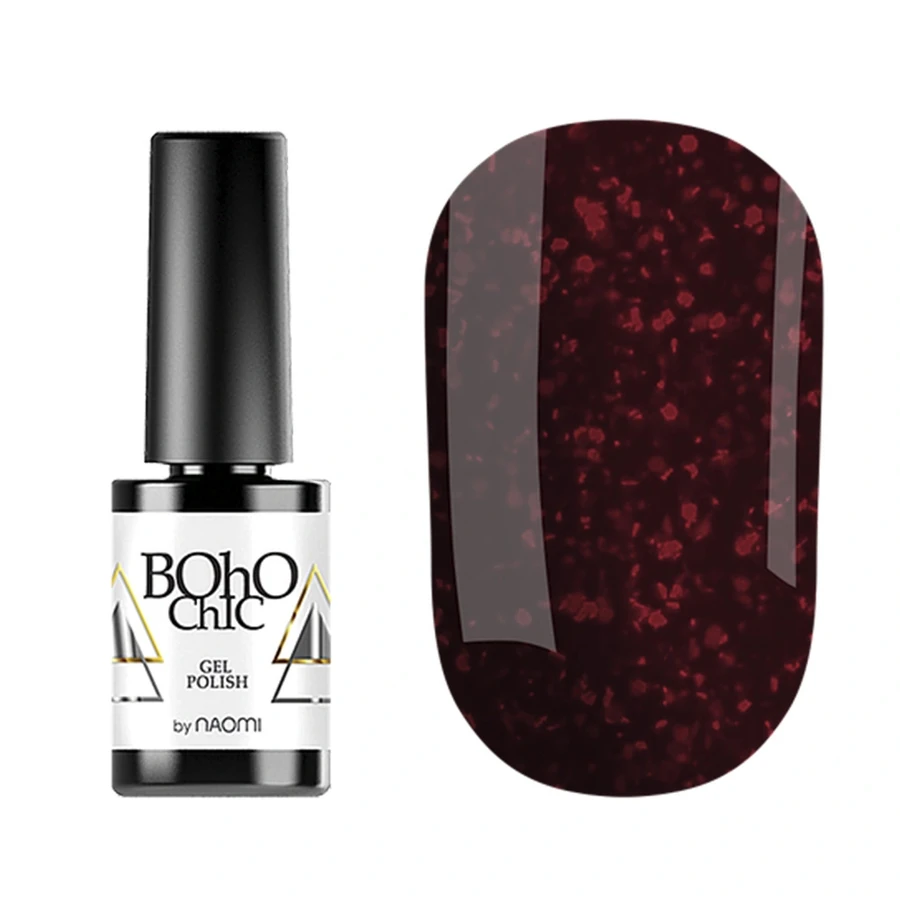 Гель-лак Boho Chic Gel Polish BC068 виноградний з червоними блискітками 6 мл