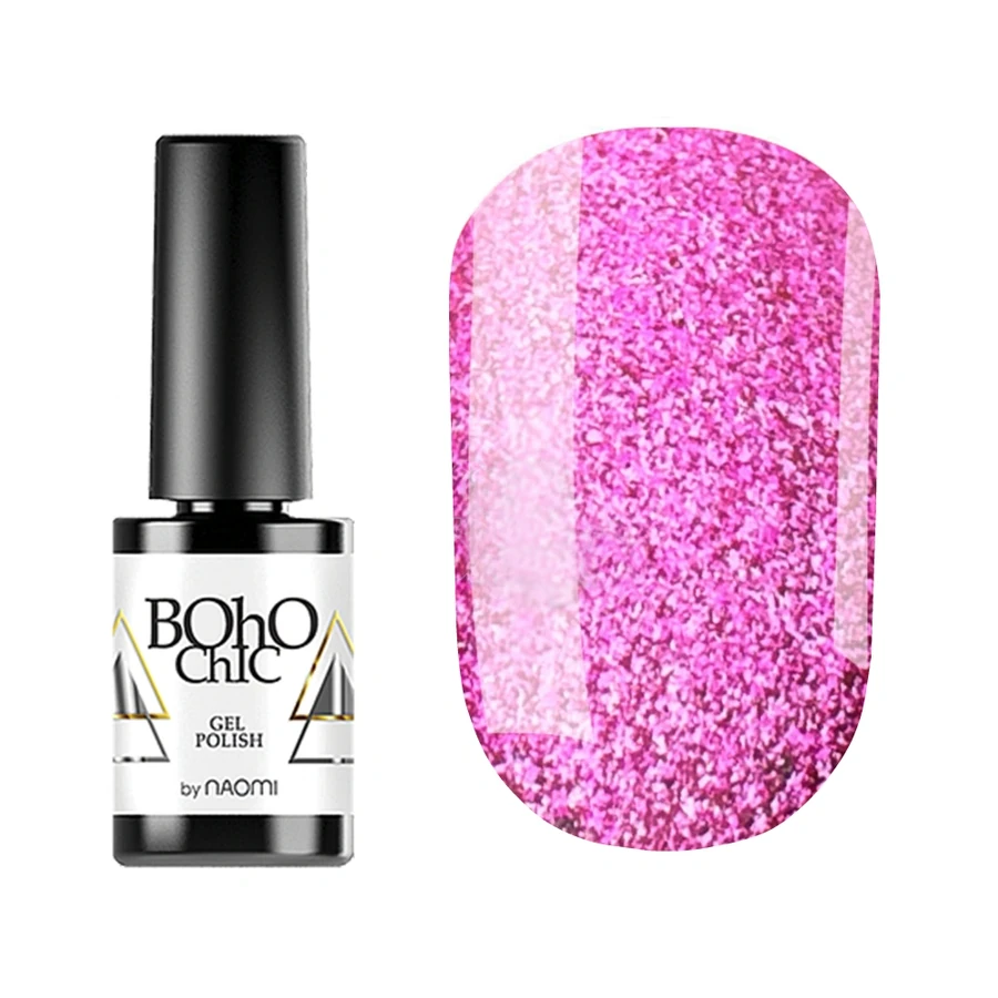 Гель-лак Boho Chic Gel Polish BC122 рожевий з яскравими блискітками, що переливаються 6 мл