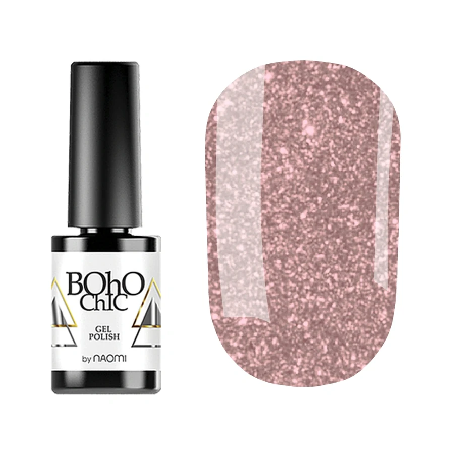 Гель-лак Boho Chic Gel Polish BC123 коричневий з блискітками, що переливаються 6 мл