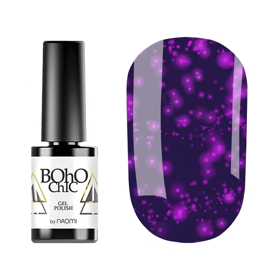 Гель-лак Boho Chic Gel Polish BC139 фіолетовий, з рожевими блискітками 6 мл