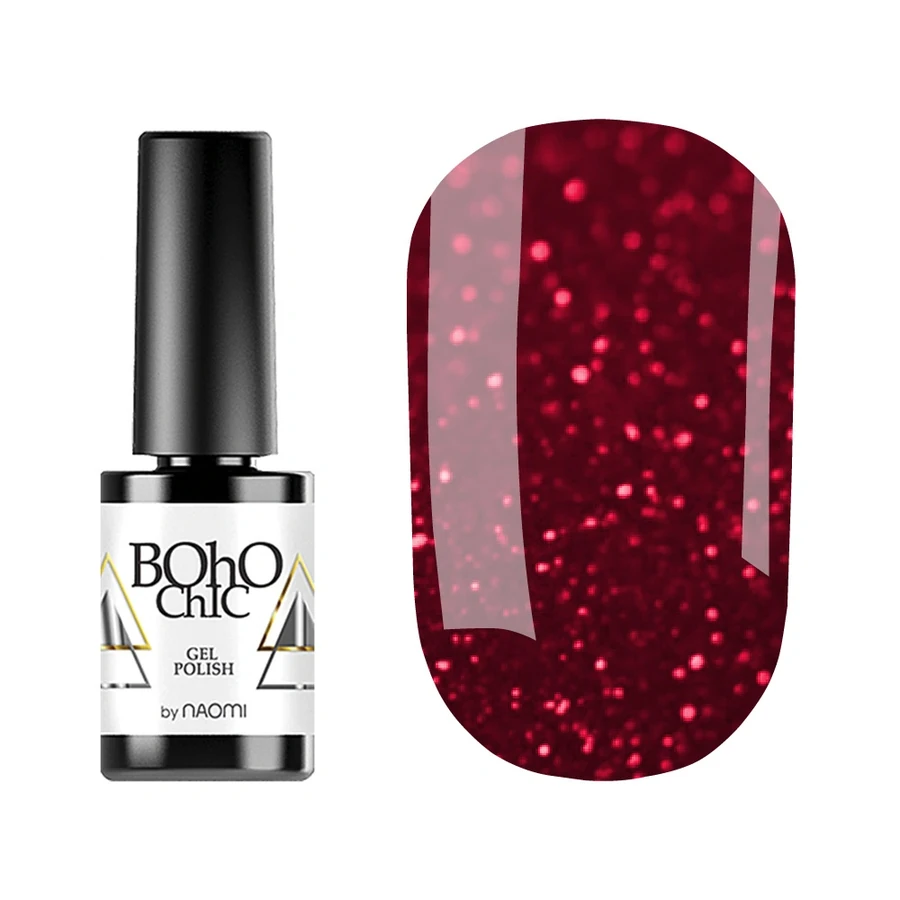 Гель-лак Boho Chic Gel Polish BC151 мідно-червоний з блискітками, що переливаються 6 мл