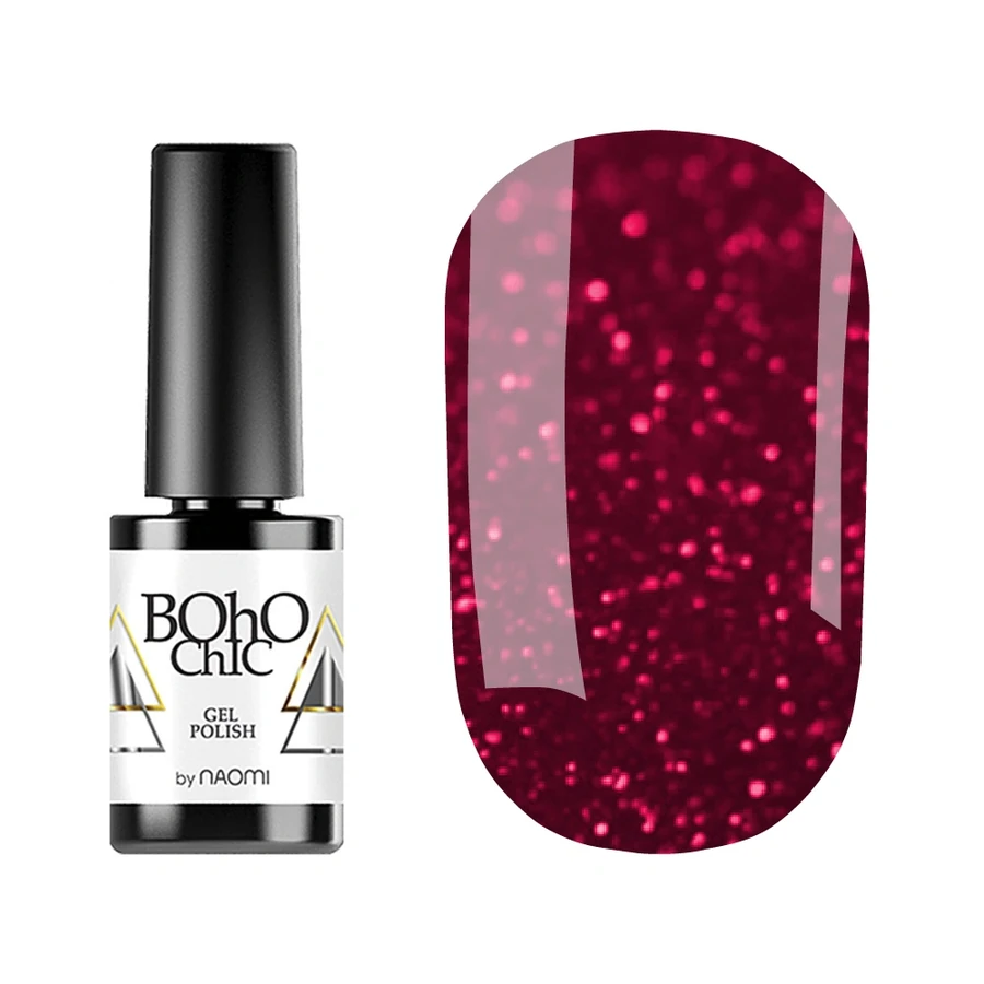 Гель-лак Boho Chic Gel Polish BC153 малинова фуксія з блискітками, що переливаються 6 мл