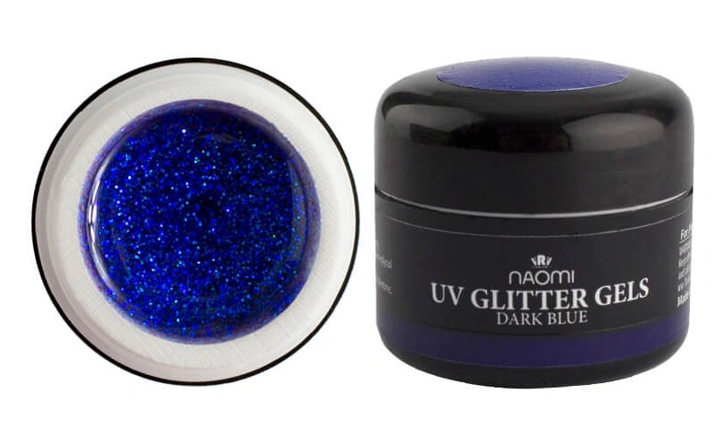 Гель для дизайну Naomi UV Glitter Gel Dark Blue 5 гр темно-синій із блискітками