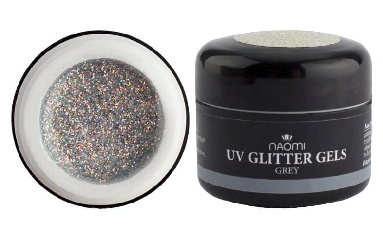 Гель для дизайну Naomi UV Glitter Gel Grey 5 гр сірий із блискітками