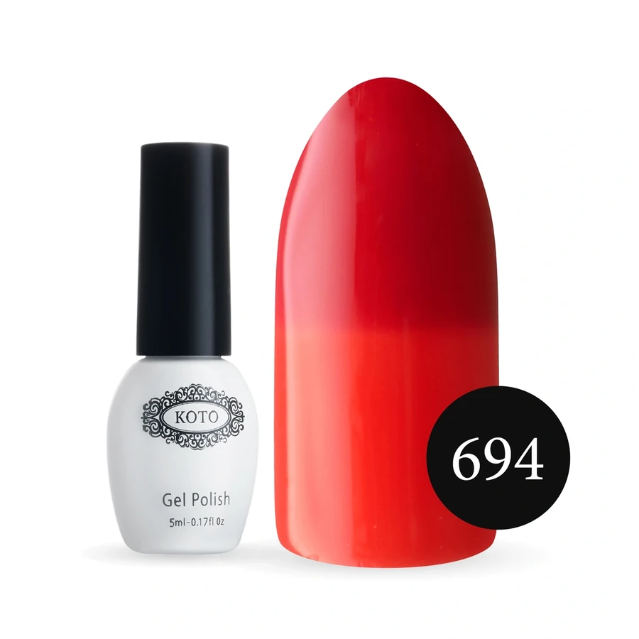 Термо гель-лак Koto Thermo Gel Polish №694 5мол червоний (при нагріванні червоно-жовтогарячий
