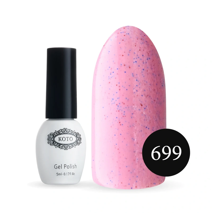 Пісочний гель-лак Koto Sandy Gel Polish №699 5мол пастельний рожевий, із синіми та червоним пісочком