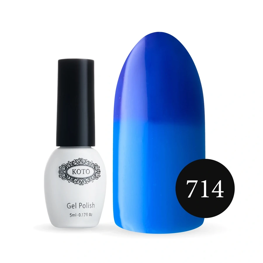 Термо гель-лак Koto Thermo Gel Polish №714 5мол темно-фіолетовий (при нагріванні синій