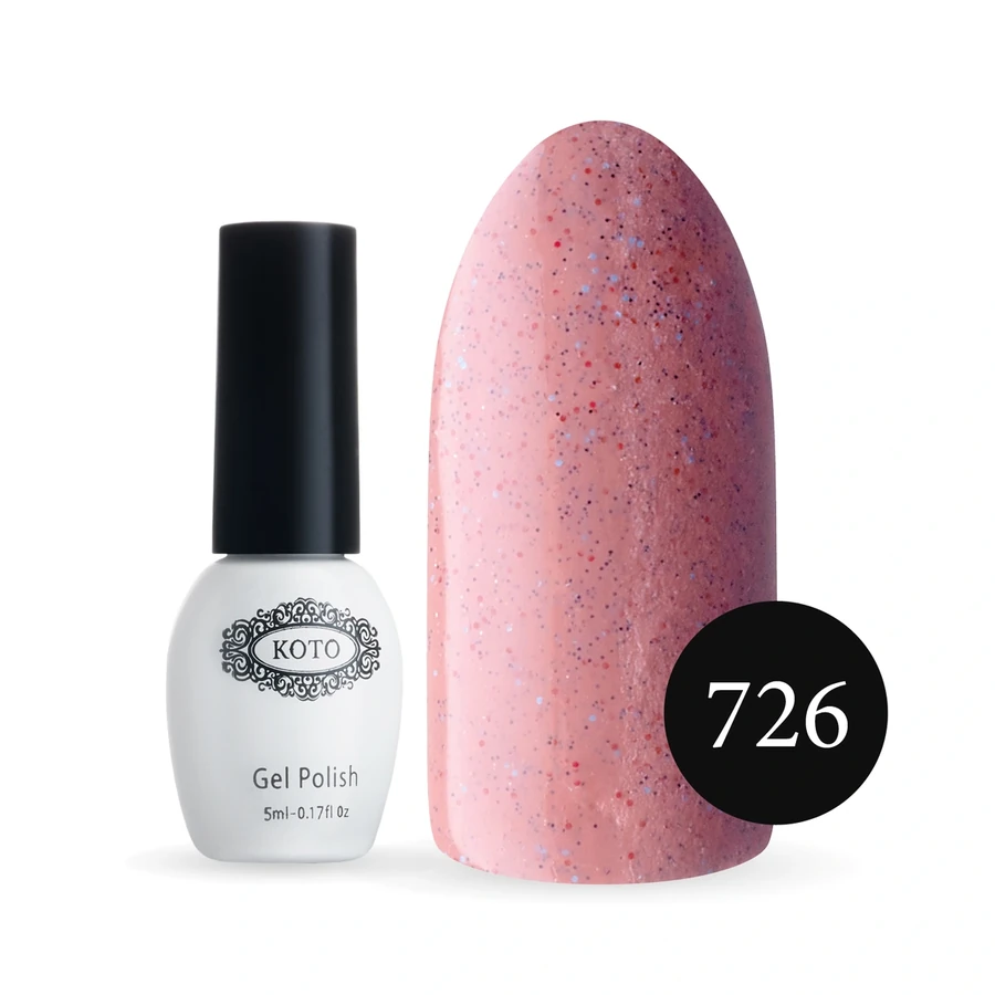 Пісочний гель-лак Koto Sandy Gel Polish №726 5мол коричнево-червоний з блакитним, червоним та чорним пісочком