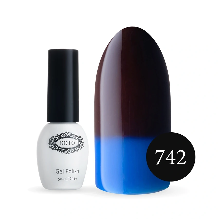 Термо гель-лак Koto Thermo Gel Polish №742 5мол коричневий (при нагріванні синій