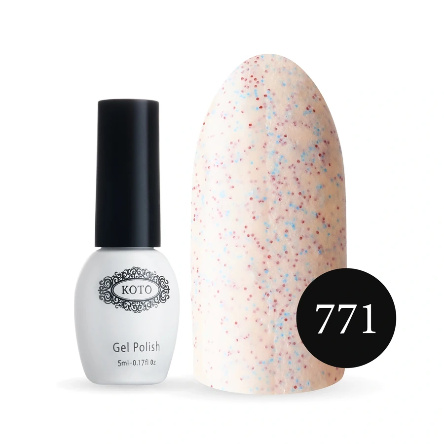 Пісочний гель-лак Koto Sandy Gel Polish №771 5мол світлий бежевий із синім та червоним пісочком