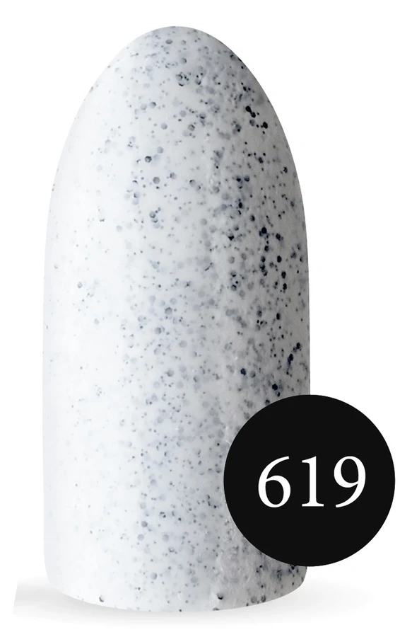 Пісочний гель-лак Koto sandy Gel Polish №619 10мол білий з чорними крапками, пісочний