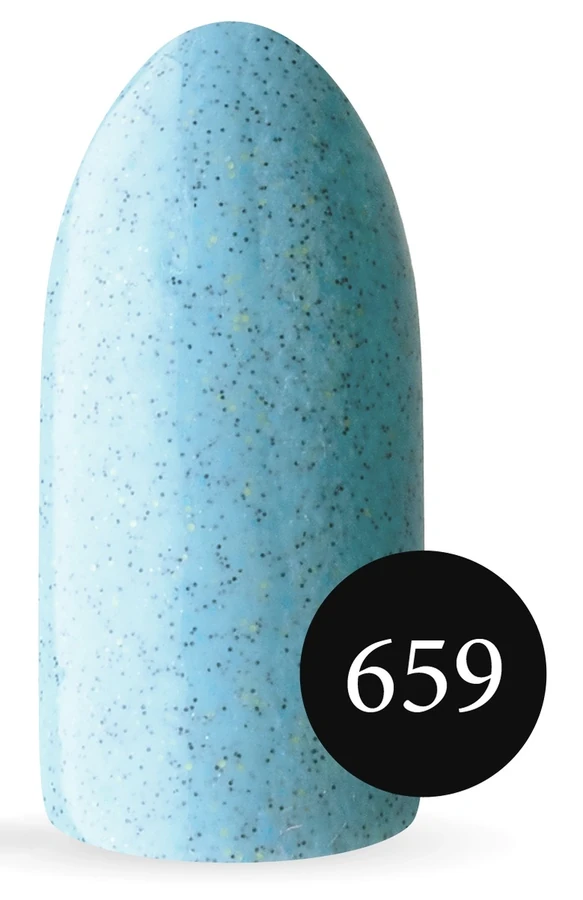 Пісочний гель-лак Koto Sandy Gel Polish №659 10мол світло-блакитний з чорними, жовтими, блакитними крапками, пісочний