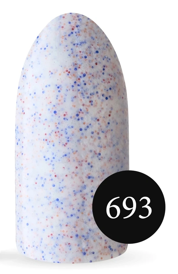 Пісочний гель-лак Koto Sandy Gel Polish №693 10мол білий з червоним, синім та помаранчевим пісочком