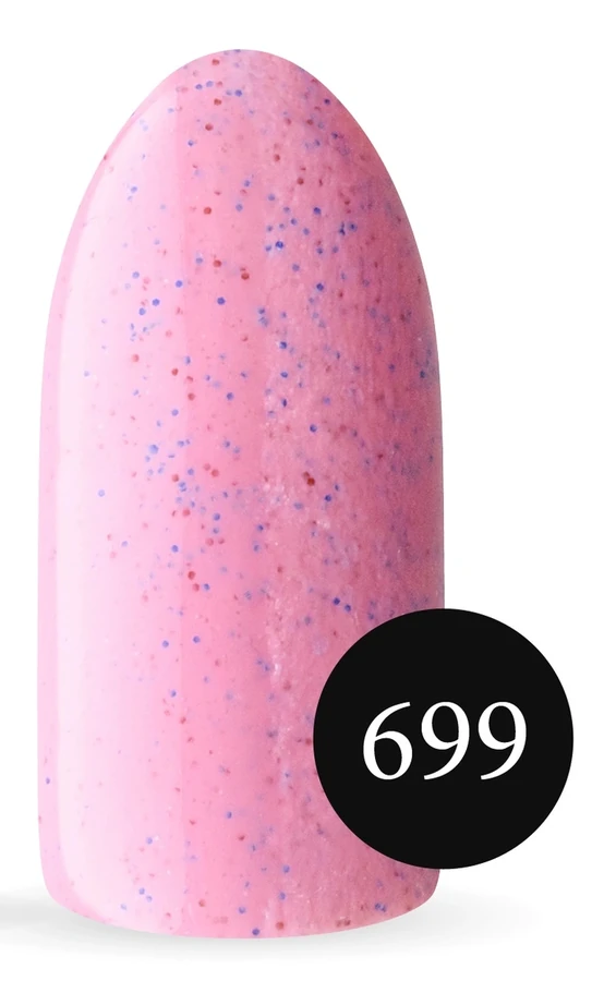 Пісочний гель-лак Koto Sandy Gel Polish №699 10мол пастельний рожевий із синіми та червоним пісочком