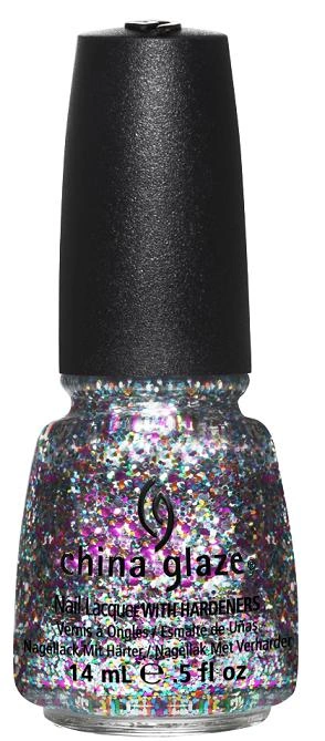Лак China Glaze Pizzazz прозорий із густими великими різнокольоровими блискітками 15 мл