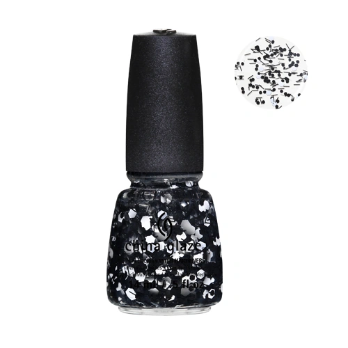 Лак China Glaze Whirled Away чорно-білі блискітки різних форм та розмірів 15 мл