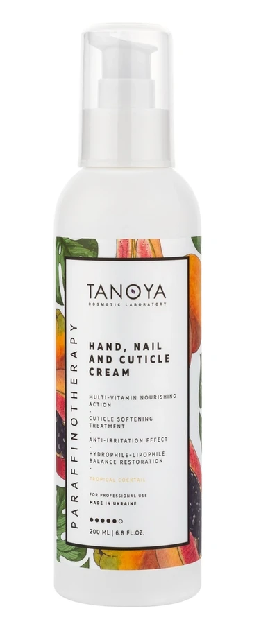 Крем для рук, нігтів та кутикули Tanoya Hand, Nail and Cuticle Cream Tropical Cocktail Тропічний коктейль 200 мл