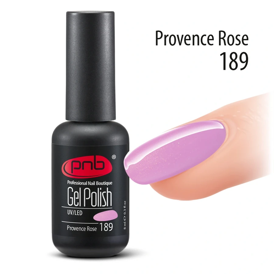 Гель-лак PNB №189 Provence Rose насичено рожевий з легким перламутром та шиммером 8 мл