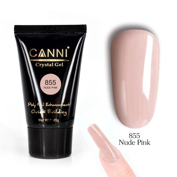 Клістал-гель конструюючий Canni Crystal Gel №855 Nude Pink тілесно-рожевий 45 г