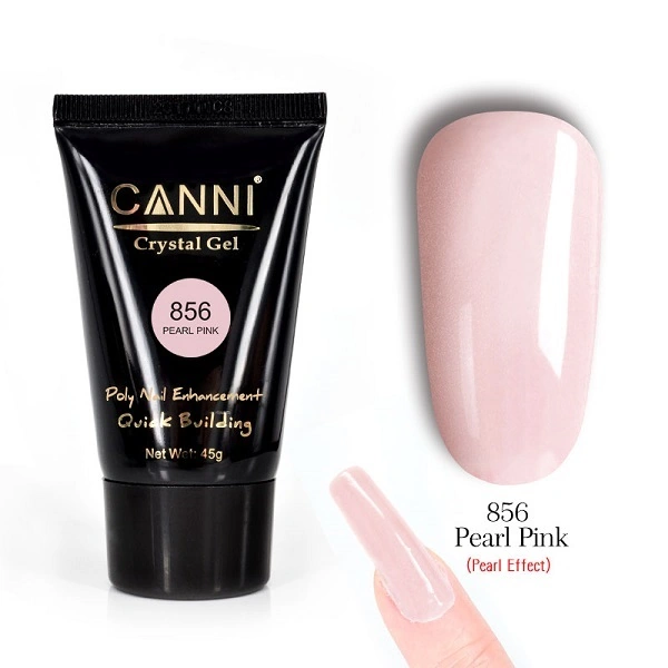 Кристал-гель конструюючий Canni Crystal Gel №856 Pearl Pink (pearl effect) рожевий, перлинний 45 г