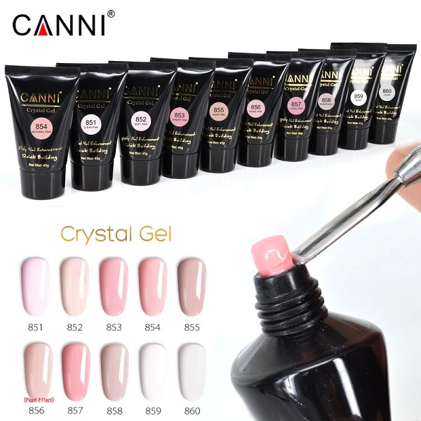 Кристал-гель конструюючий Canni Crystal Gel №856 Pearl Pink (pearl effect) рожевий, перлинний 45 г