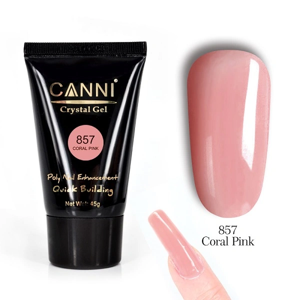 Кристал-гель конструюючий Canni Crystal Gel №857 Coral Pink коралово-рожевий 45 г