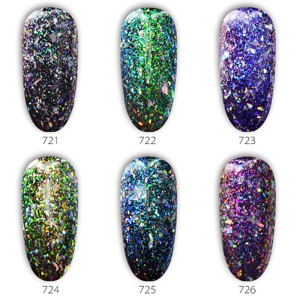 Гель-лак Canni Gel Polish Peacock Tail №726 рожевий, ефект слюди 7,3 мл