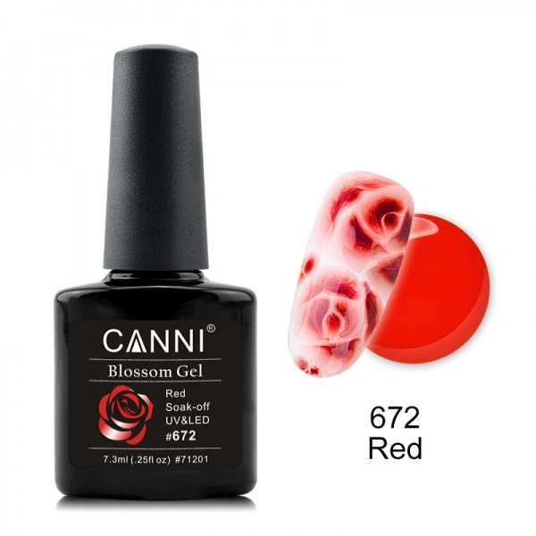 Акварельний гель-лак Canni Gel Polish Aquaurelle №672 червоний 7,3 мл