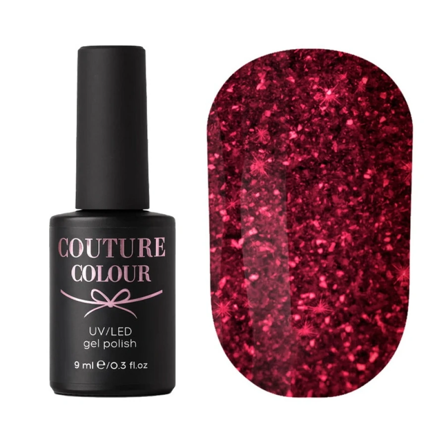 Гель-лак Couture Colour Gel Polish 072 насичений малиновий, з шиммером 9 мл