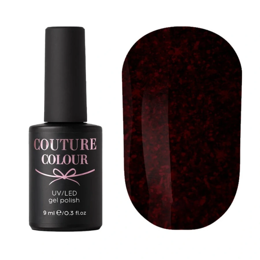 Гель-лак Couture Colour Gel Polish 075 червоно-бордовий, з червоними блискітками 9 мл