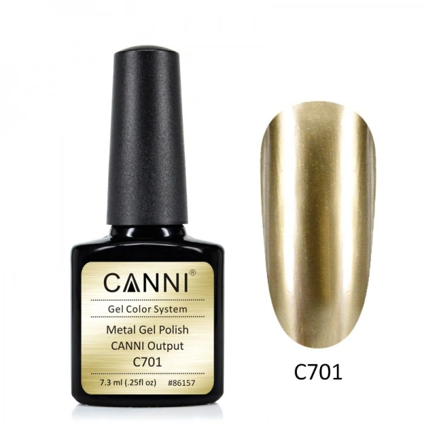 Дзеркальний гель-лак Canni Mirror Gel Polish №701 світле золото 7,3 мл