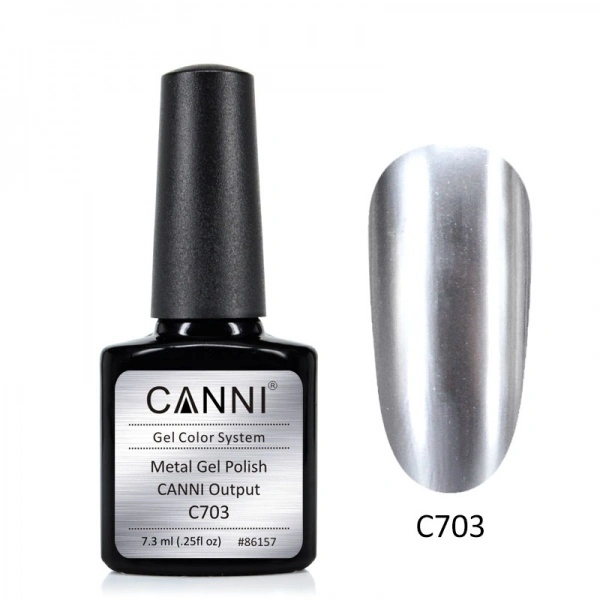 Дзеркальний гель-лак Canni Mirror Gel Polish №703 платина 7,3 мл