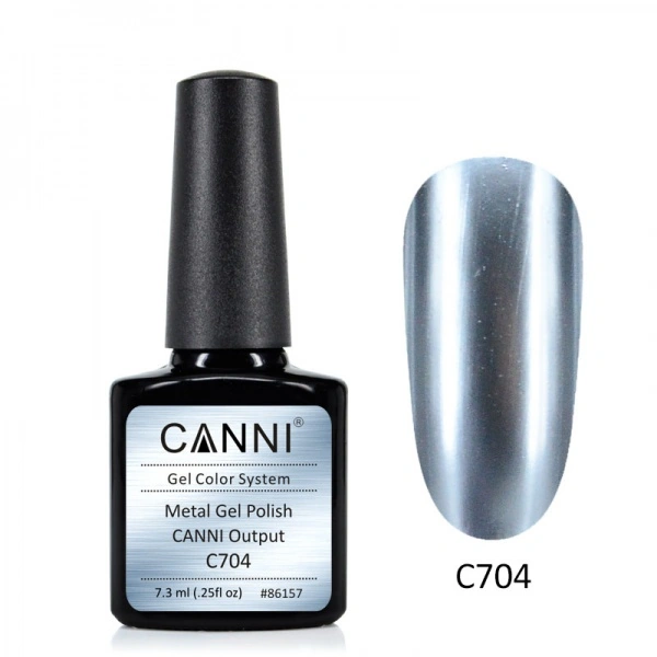 Дзеркальний гель-лак Canni Mirror Gel Polish №704 блакитне срібло 7,3 мл