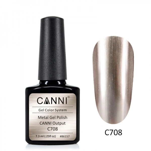 Дзеркальний гель-лак Canni Mirror Gel Polish №708 біле золото 7,3 мл