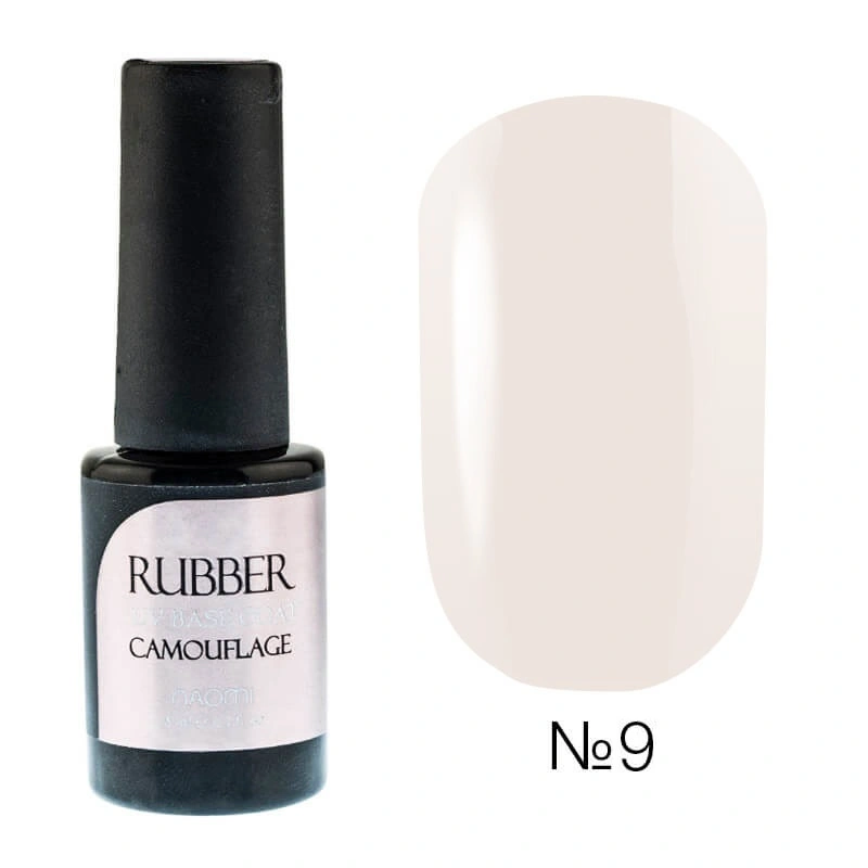 Камуфлююча база під гель-лак Naomi Rubber Comouflage Base Coat №9 ніжно-рожевий, напівпрозорий 6 мл
