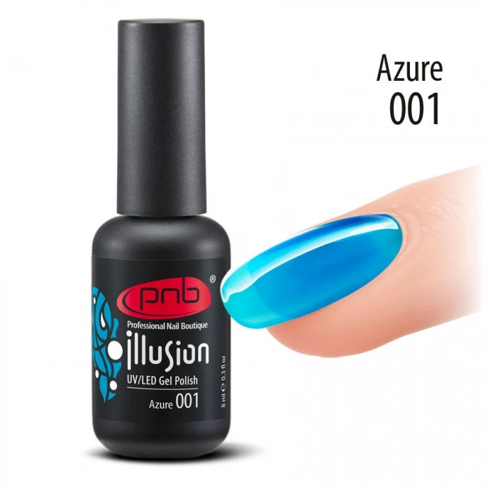 Гель-лак вітражний PNB №001 Illusion Azure блакитний 8 мл