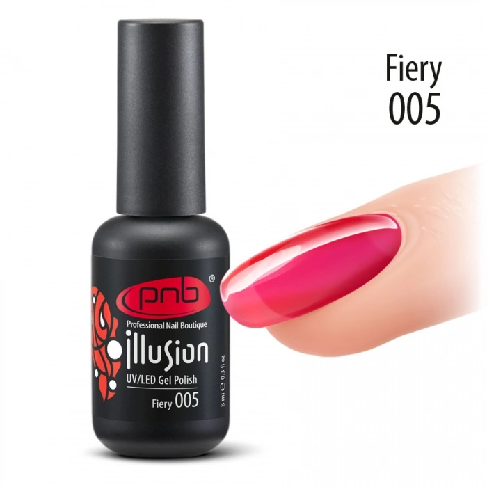 Гель-лак вітражний PNB №005 Illusion Fiery фуксія 8 мл