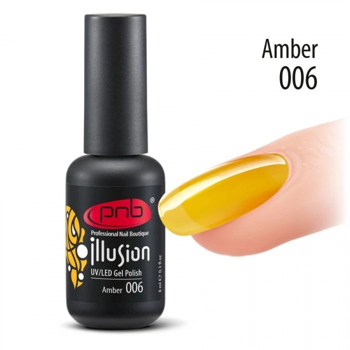 Гель-лак вітражний PNB №006 Illusion Amber жовтий 8 мл